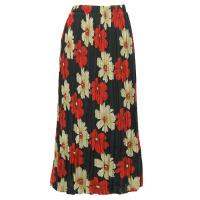 Overstock Skirts - Georgette Mini Pleat Skirt Ankle Length - Hibiscus Red-Tan