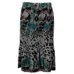Georgette Mini Pleat Skirt Calf Length - Reptile Floral Teal
