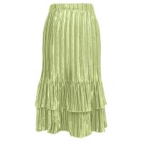 Overstock Skirts - Satin Mini Pleat Tiered Skirt - Solid Celery