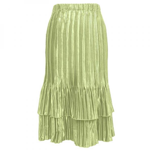 Wholesale Overstock and Clearance Skirts, Pants, & Dresses  Satin Mini Pleat Tiered Skirt - Solid Celery - S-XL