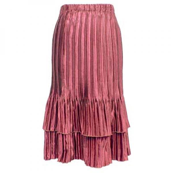 Wholesale Overstock and Clearance Skirts, Pants, & Dresses  Satin Mini Pleat Tiered Skirt - Solid Dusty Rose - S-XL
