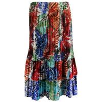 Overstock Skirts - Satin Mini Pleat Tiered Skirt - Abstract Blue Red