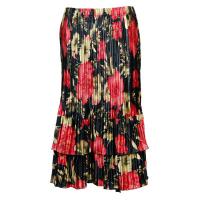 Overstock Skirts - Satin Mini Pleat Tiered Skirt - Coral Blossoms on Black