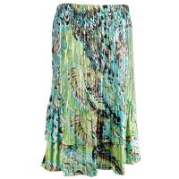 Overstock Skirts - Satin Mini Pleat Tiered Skirt - Lime Aqua Peacock