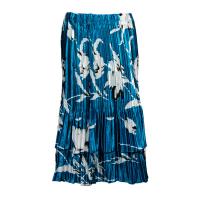 Overstock Skirts - Satin Mini Pleat Tiered Skirt - White Tulips on Teal