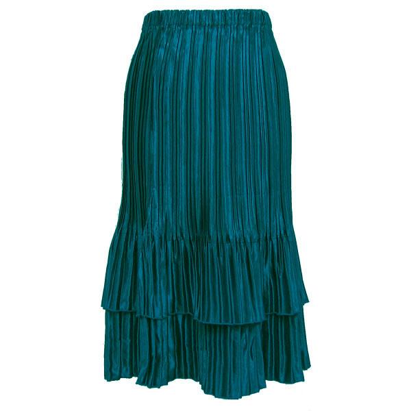 Wholesale Overstock and Clearance Skirts, Pants, & Dresses  Satin Mini Pleat Tiered Skirt - Solid Dark Turquoise - S-XL