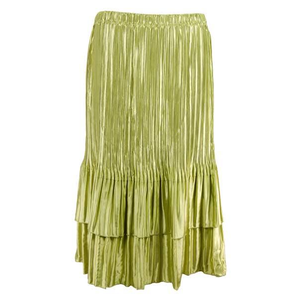 Wholesale Overstock and Clearance Skirts, Pants, & Dresses  Satin Mini Pleat Tiered Skirts - Solid Leaf Green - S-XL