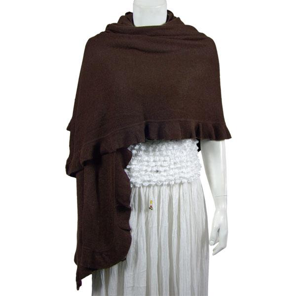 Wholesale Overstock and Clearance Scarves & Accessories  Shawls - Ruffle Knit - Dark Brown - One Size Fits All