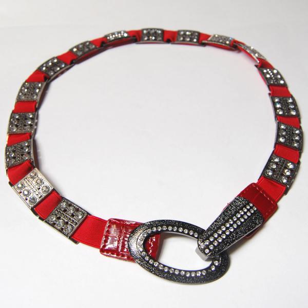 Wholesale Overstock and Clearance Scarves & Accessories  Crystal Stretch Belt L6051 - Red - One Size Fits All