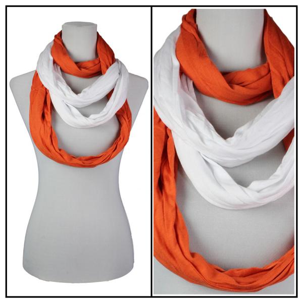 Wholesale Overstock and Clearance Scarves & Accessories  Double Infinity Scarf - Orange-White - One Size Fits All