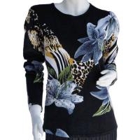 Cotton Feel Slinky Tops - Beaded Long Sleeve - SWLM 1098 Silver