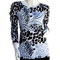 Cotton Feel Slinky Tops - Beaded Long Sleeve - SWLM 8634