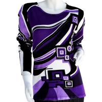 Cotton Feel Slinky Tops - Beaded Long Sleeve - SWLM 038 Purple