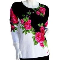 Cotton Feel Slinky Tops - Beaded Long Sleeve - SWLM 125