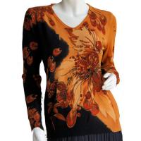 Cotton Feel Slinky Tops - Beaded Long Sleeve - SWLM 1637 Copper