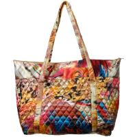 Quilted Bags - Large Tote - Abstract Paint Splatter - Gold