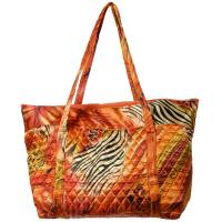Quilted Bags - Large Tote - Abstract Zebra Red-Orange