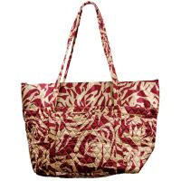 Quilted Bags - Large Tote - Burgundy-Champagne Print