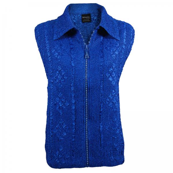 Wholesale 1159 - Sequined Abstract Petal Tops Royal Sapphire <br>Diamond Zipper Vest - One Size Fits Most