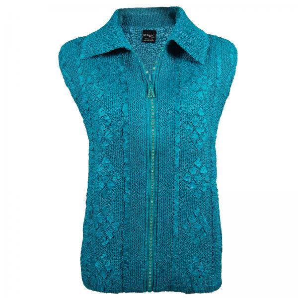 Wholesale 1367 - Diamond  Crystal Zipper Vests Teal <br>Diamond Zipper Vest - One Size Fits Most