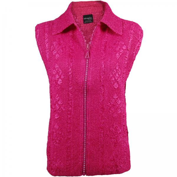Wholesale 1159 - Sequined Abstract Petal Tops Hot Pink<br>Diamond Zipper Vest - One Size Fits Most