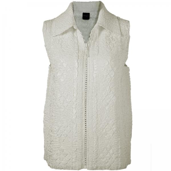 Wholesale 1367 - Diamond  Crystal Zipper Vests Ivory<br>Diamond Zipper Vest - One Size Fits Most