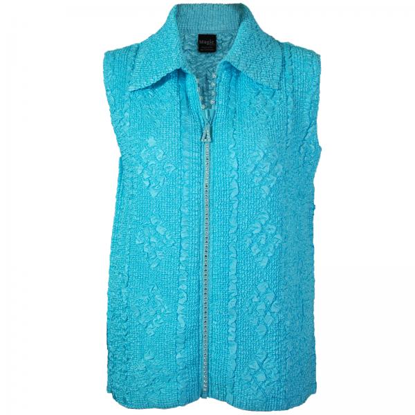 Wholesale 1367 - Diamond  Crystal Zipper Vests Light Aqua <br>Diamond Zipper Vest - One Size Fits Most
