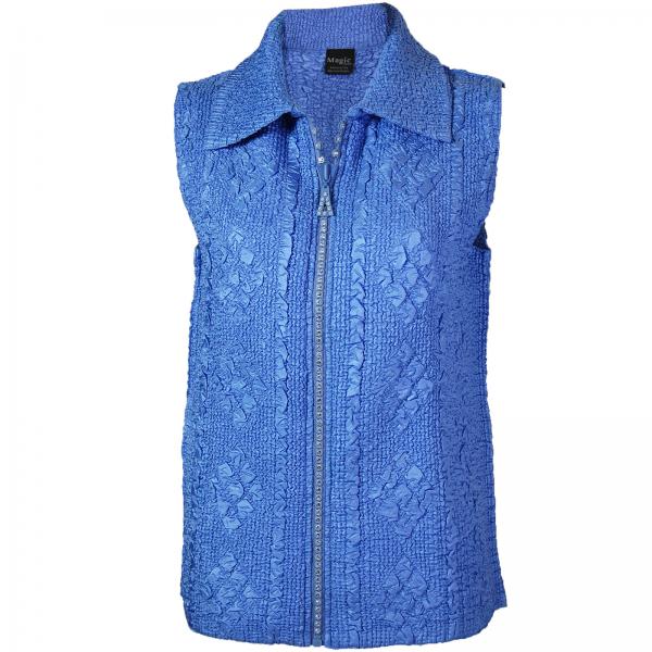 Wholesale 1159 - Sequined Abstract Petal Tops Denim <br>Diamond Zipper Vest - One Size Fits Most