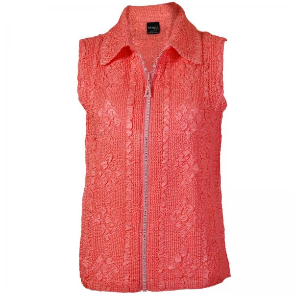 Wholesale 1367 - Diamond  Crystal Zipper Vests Coral <br>Diamond Zipper Vest - One Size Fits Most