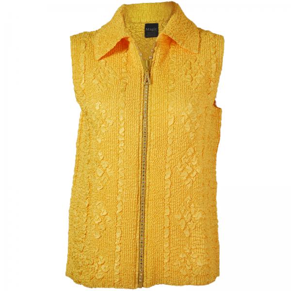 Wholesale 1367 - Diamond  Crystal Zipper Vests Yellow <br>Diamond Zipper Vest - Plus Size Fits (XL-2X)