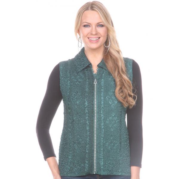 Wholesale 1367 - Diamond  Crystal Zipper Vests Hunter Green <br>Diamond Zipper Vest - One Size Fits Most