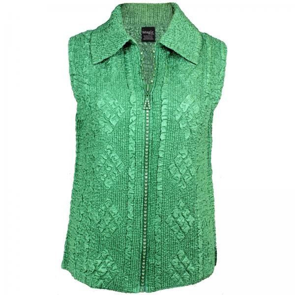 Wholesale 1367 - Diamond  Crystal Zipper Vests Dark Green <br>Diamond Zipper Vest - One Size Fits Most