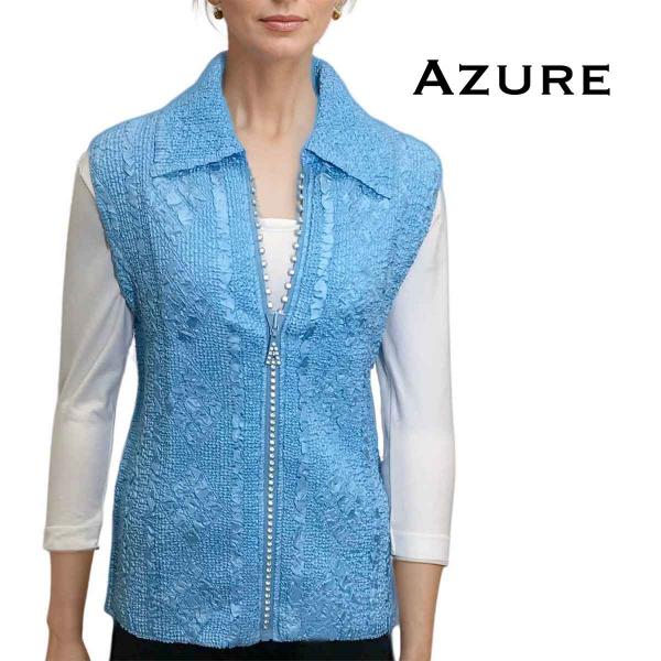wholesale 1367 - Diamond  Crystal Zipper Vests Azure<br>Diamond Zipper Vest - One Size Fits Most