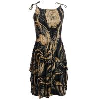 Satin Mini Pleats - Spaghetti Dress - Gold-Rose Floral