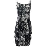 Satin Mini Pleats - Spaghetti Dress - Graffiti - Black-White