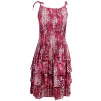 Satin Mini Pleats - Spaghetti Dress - Leopard Print - Wine