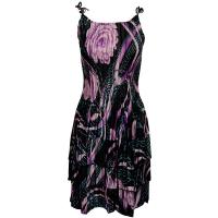 Satin Mini Pleats - Spaghetti Dress - Abstract Floral Purple-Rose