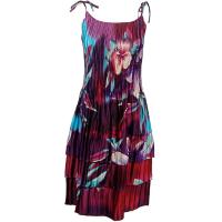 Satin Mini Pleats - Spaghetti Dress - Red-Blue Flower