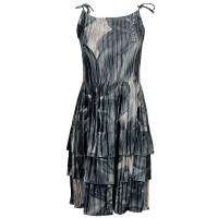 Satin Mini Pleats - Spaghetti Dress - Silver Abstract