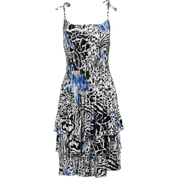 Wholesale 745 - Skirts - Satin Mini Pleat Tiered Reptile Floral - Blue Satin Mini Pleat - Spaghetti Dress - 