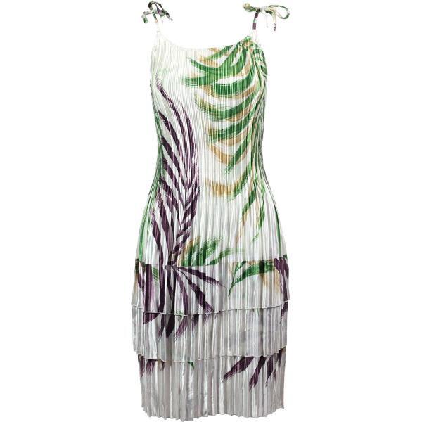 Wholesale 745 - Skirts - Satin Mini Pleat Tiered Palm Leaf Green-Purple Satin Mini Pleat - Spaghetti Dress - 