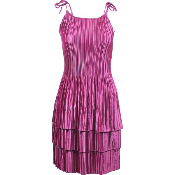 Wholesale 1519 - Satin Mini Pleat 3/4  Sleeve Dress Collar Solid Orchid Satin Mini Pleat - Spaghetti Dress - 