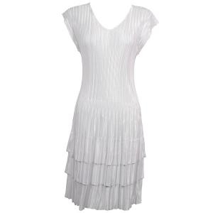 1317 - Satin Mini Pleats Cap Sleeve Dresses Solid White - One Size Fits Most