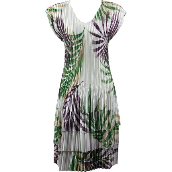 Wholesale 745 - Skirts - Satin Mini Pleat Tiered Palm Leaf Green-Purple - One Size Fits Most