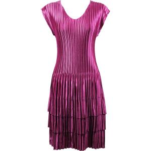 1317 - Satin Mini Pleats Cap Sleeve Dresses Solid Orchid - One Size Fits Most