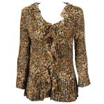 Georgette Mini Pleat Ruffle Blouse - Leopard