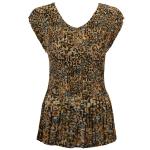 Georgette Mini Pleat Cap Sleeve V-Neck - Leopard
