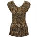 Georgette Mini Pleat Cap Sleeve V-Neck - Leopard