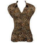 Georgette Mini Pleat Cap with Collar - Leopard
