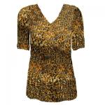 Georgette Mini Pleat Half Sleeve V-Neck - Leopard